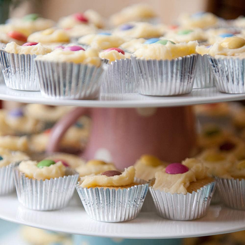 Cupcake Liners Silver, Standard Size Silver Foil Cupcake Liners Wrappers Metalli gallery