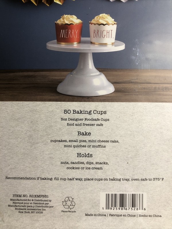 RAE DUNN ~ Merry Bright Baking Cups ~ 50 Cups Gold Trim ~ Free Shipping gallery
