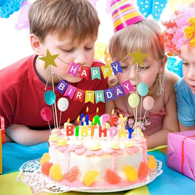 15pcs Cake Topper Birthday Set Happy Birthday Banner Handmade Cupcake Topper gallery