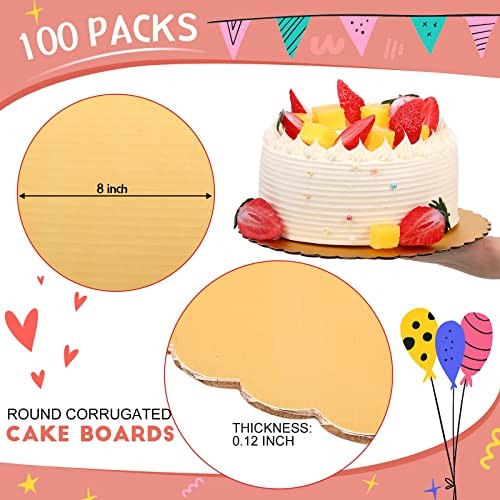 100 Pack Gold Cake Boards Round Cake Base Boards Disposable Plate 8 Inch gallery