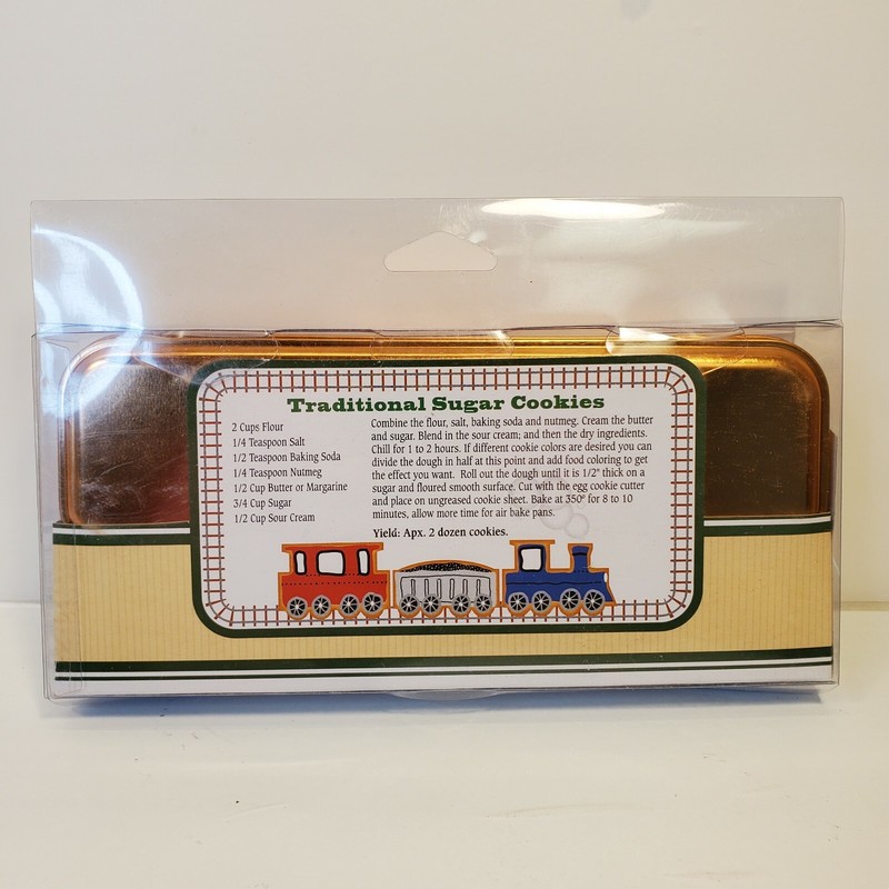 Chew Chew Train Cookie Cutter Set Cooper Plated Locomotive Coal Car Caboose VTG gallery