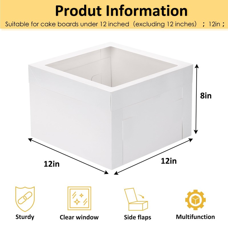 30pcs Cake Boxes 12x12x8 Inch, Bakery Containers with Large Window, 12 Inch W... gallery