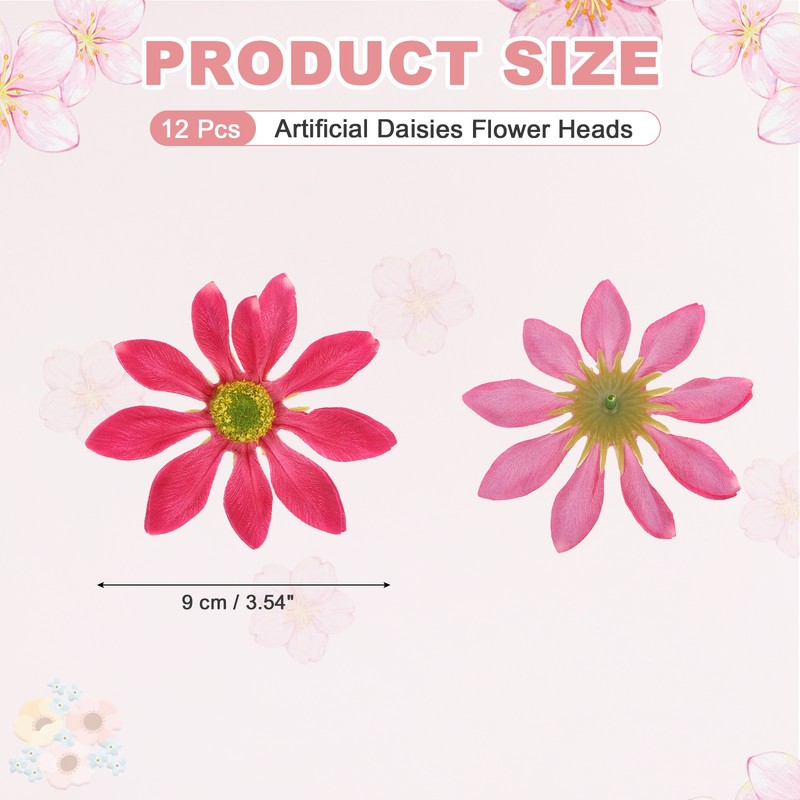 12 Pcs Artificial Daisies Flower Heads, Fake Chrysanthemum Heads, Rose Pink gallery