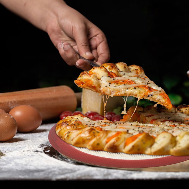 2PCS Pizza Baking Sheet Pizza Baking Mat Non-stick Silicone Baking Liner Round gallery