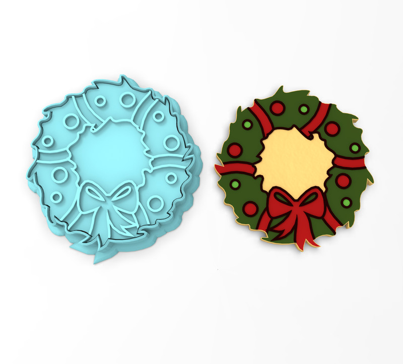 Christmas Wreath Cookie Cutter & Stamp | Xmas Merry Holiday Decor Wreaths Winter