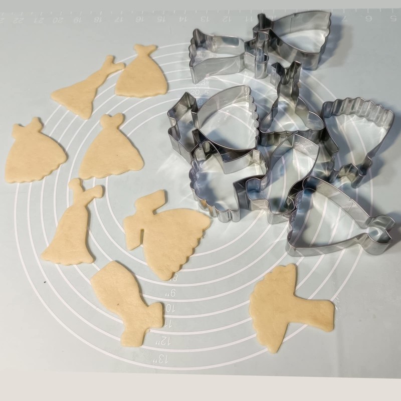 Dress Shaped Cookie Cutters Set of 8 pcs, Stainless Steel Wedding Princess Dr... gallery