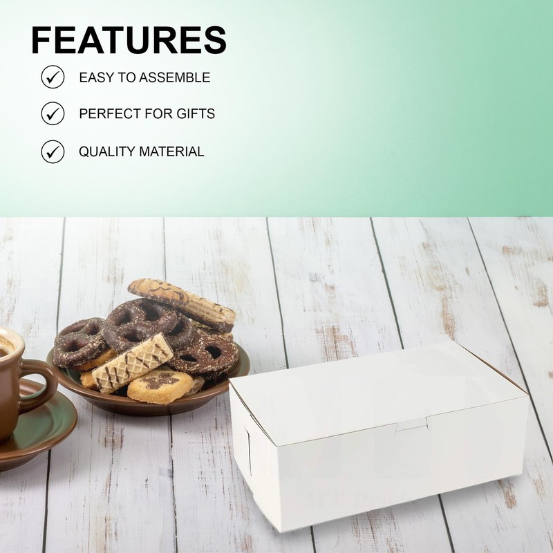 Cookie Boxes 10" x 6" x 3.5" - White Bakery Boxes No-Window (Pack of 15) - Ma... gallery