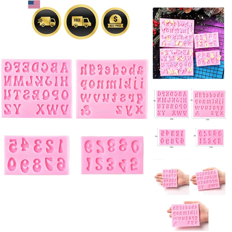Letters Molds and Numbers Molds, Silicone Fondant Mold Chocolate Molds, 0-9 N…
