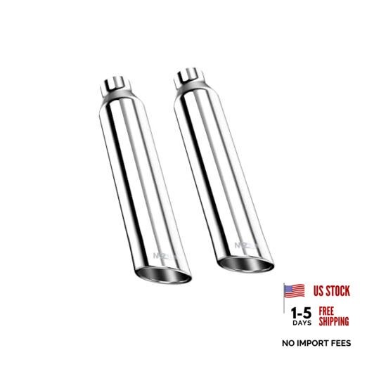 Exhaust Tips, Stainless Steel 2.5″ Inlet 2.5″ to 4″, 17″ long – 2 pcs Silver