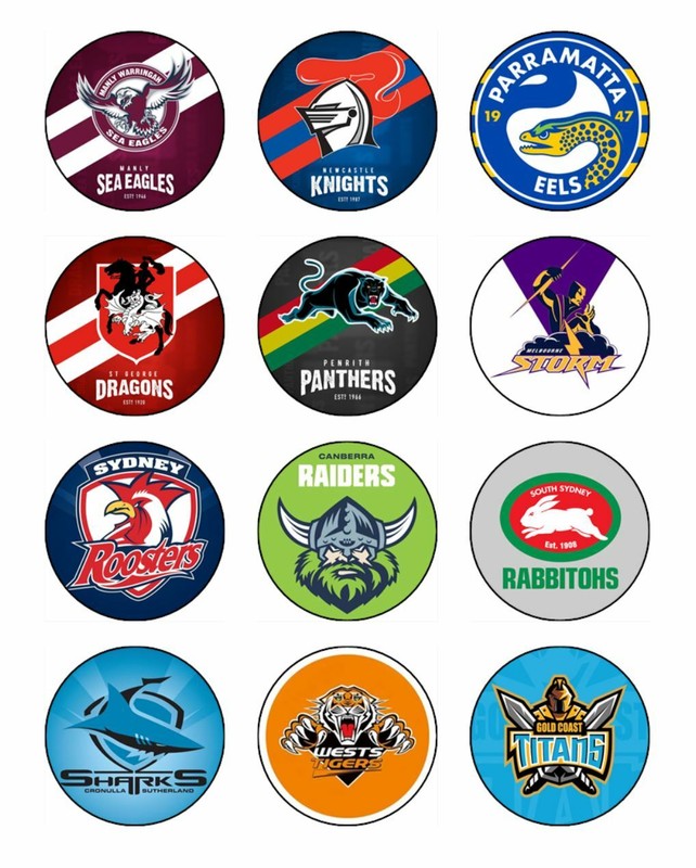 Rugby NRL Teams Edible Cupcake Toppers Icing Sports Cake Decorations (2 Designs) gallery