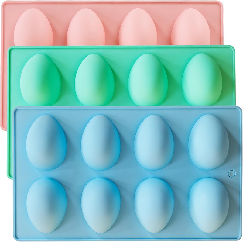 3 PCS Easter Egg Chocolate Molds Silicone, 24-Cavity Egg Shaped Silicone Mold Ba