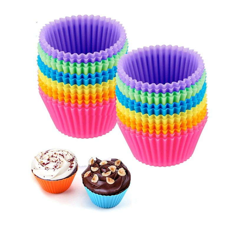 Reusable Silicone Cupcake Baking Cups 24 Pack 2.75 in Cups & Non-stick Muffin