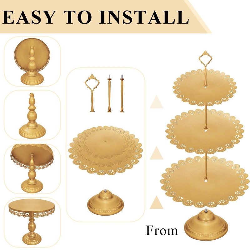 Set of 9 Cake Stands Metal Cupcake Stand Set Multiple Styles Candy Fruit Disp... gallery