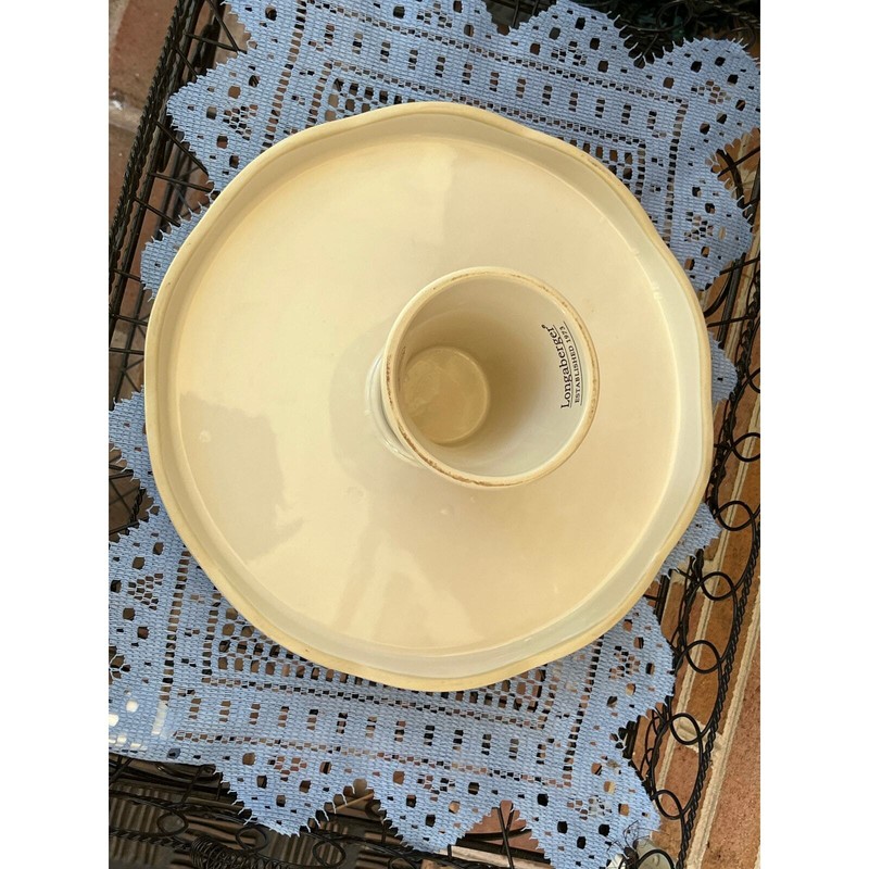 Ivory Longaberger 11" Diameter Pedestal Cake Stand Woven Traditions Ivory RARE gallery