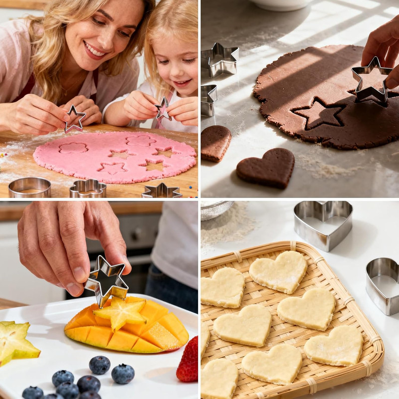 30PCS Mini Cookie Cutters Shapes Set with Box for Kids, Small Stainless Steel St gallery