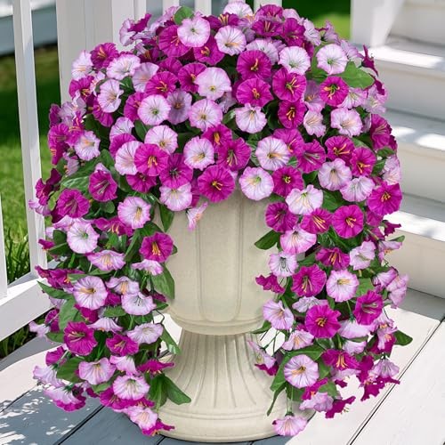 Artificial Fake Hanging Flowers Plants for Outdoor Decoration, 2PCS Violet gallery
