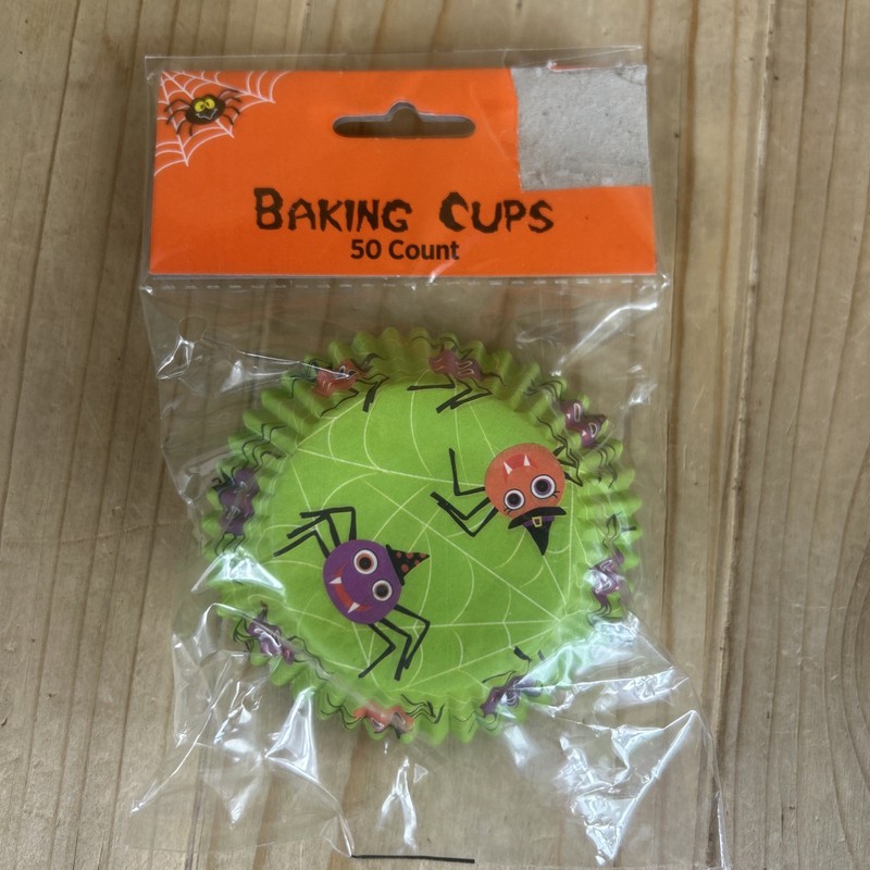 Halloween Baking Cups Picks Cupcake Liners 4x 50 Pack Spiders Bats gallery