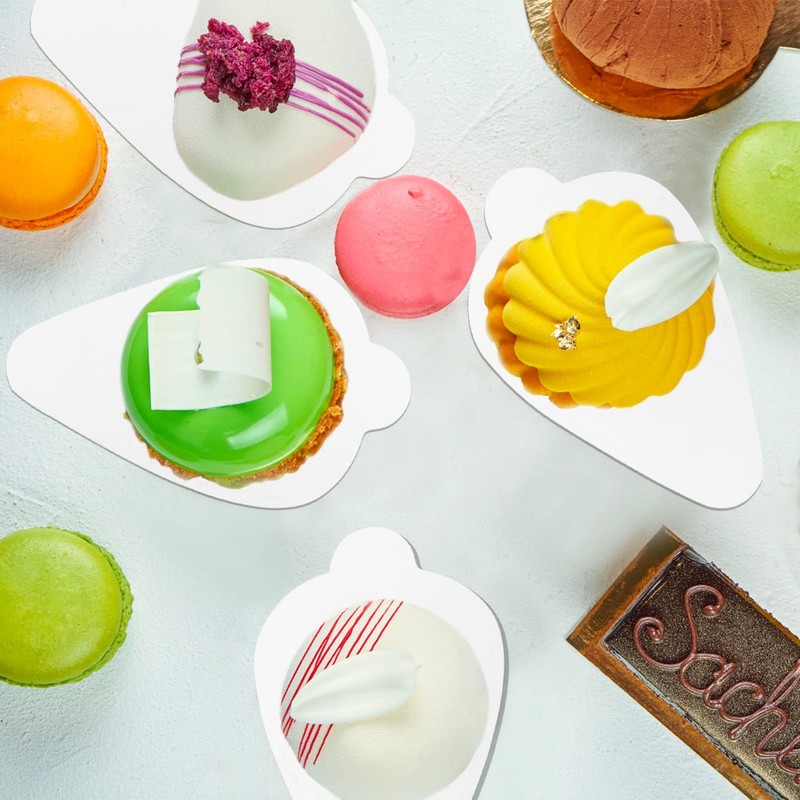 100 PCS Mini Cake Boards Leaves Shaped Mousse Cake Bases Dessert Display gallery