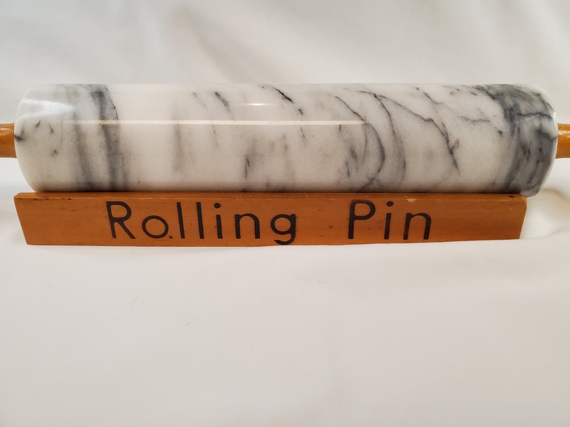 Vintage Marble Rolling Pin With Wood Cradle Stand Kitchen Utensil gallery
