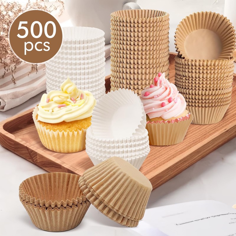 500pcs Standard Natural cupcake liners for baking,food grade cupcake wrappers... gallery