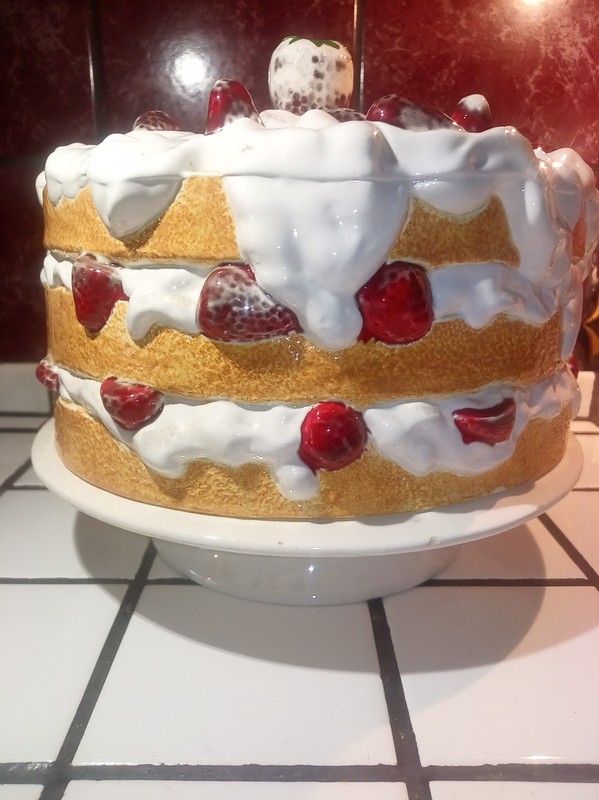 Vintage Strawberry Shortcake Ceramic Pedestal Footed Cake Plate With Dome gallery