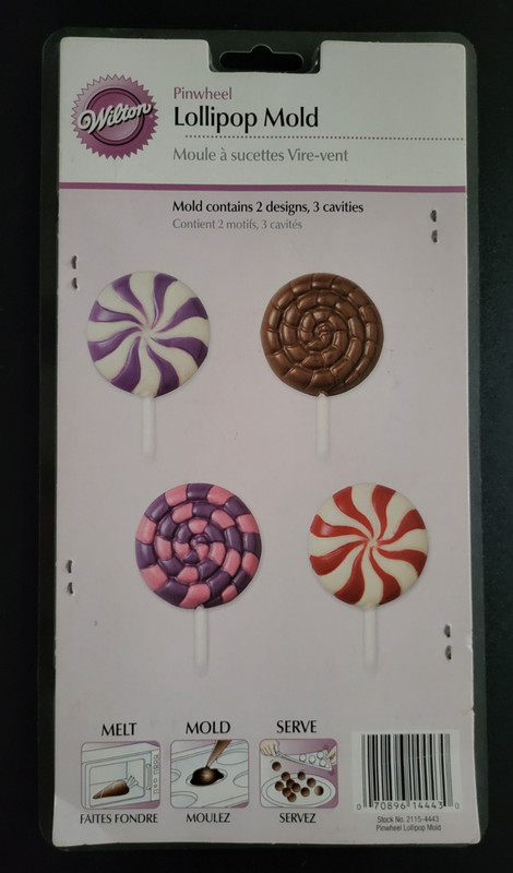 WILTON Pinwheel Lollipop Candy Mold Vintage 3 Cavities 2.5″ Each