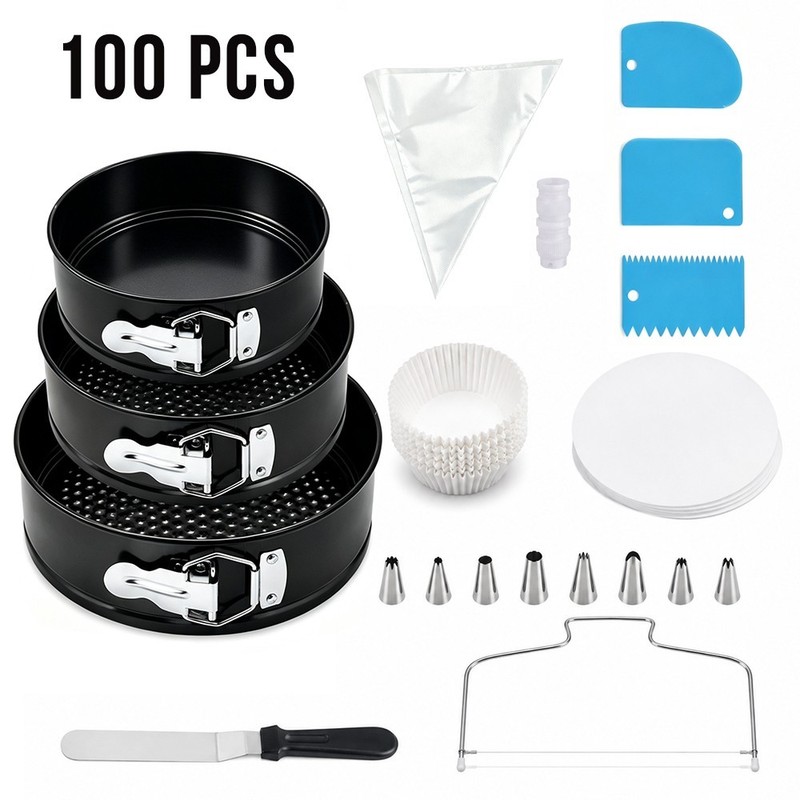 100pcs Cake Pan Sets for Baking + Cake Decorating Supplies