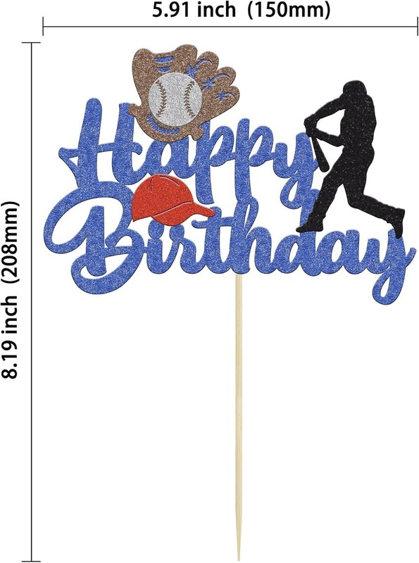 1 Pack Baseball Theme Cake Topper Sports Happy Birthday Baseball Player Cake gallery