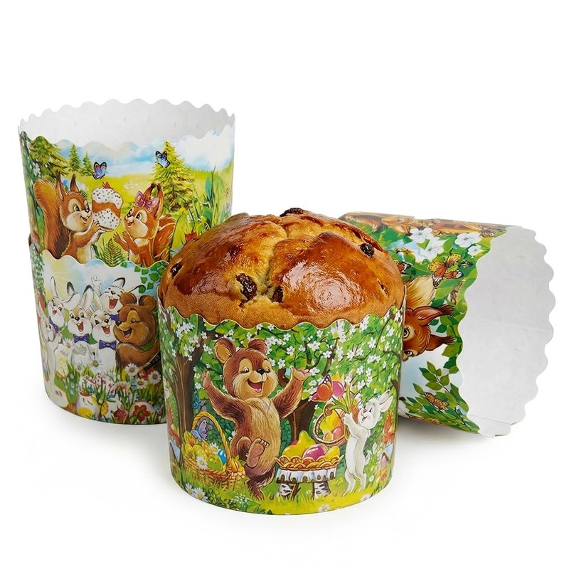 12 PCS Large Round Panettone Easter Bread Kulich Paper Mold 3.54×4.11 Inch