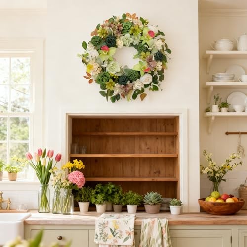 22 Inch Green Orchid Spring Everyday for Front Door, Indoor Outdoor, Wreath gallery