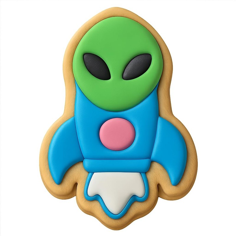 Rocket Ship Alien Cookie Cutter & Stamp - 2.8x4 gallery