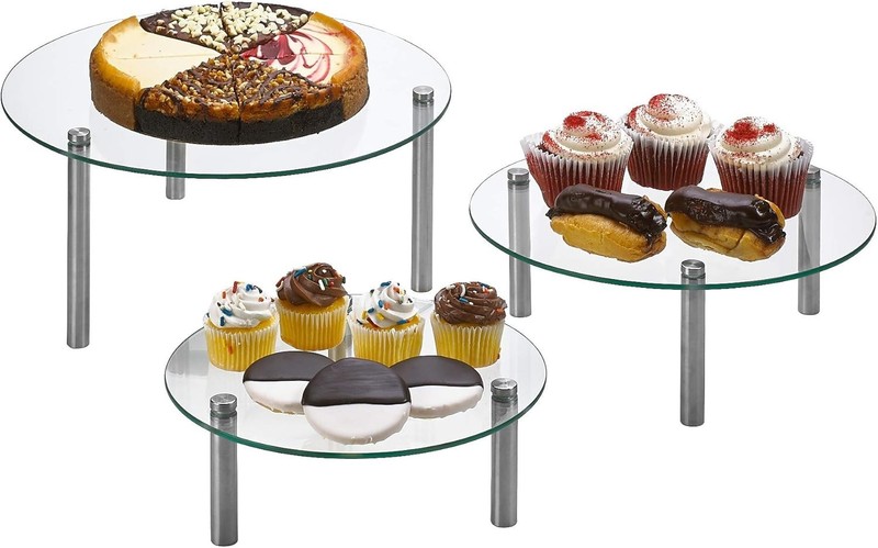 3 Tier Round Tempered Glass Display Stand 9, 11, 13” for Cake, Cupcakes, Dess... gallery