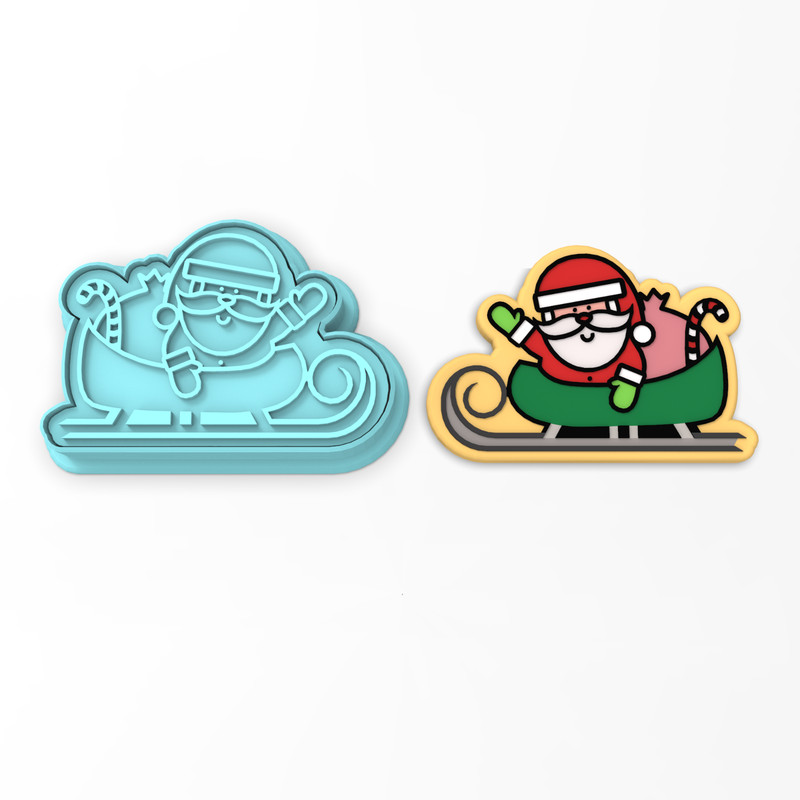 Santa’s Sleigh Cookie Cutter & Stamp | Holiday Xmas Christmas Claus Reindeer