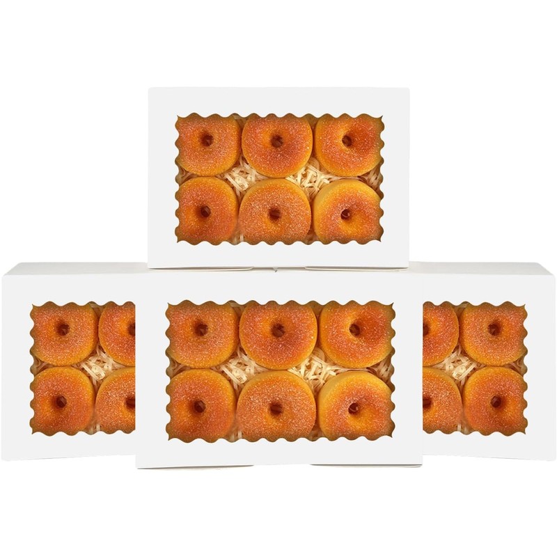 50Pcs White Cookie with Window 9x6x2.5 Inch Pastry Macaron Bakery For Packaging