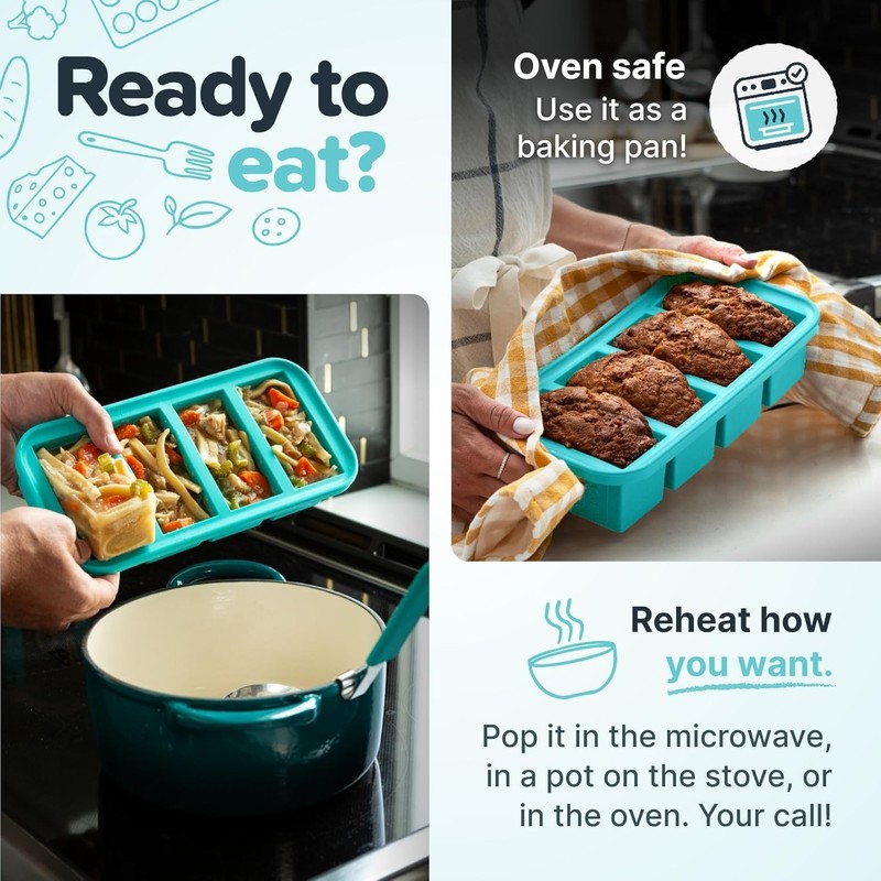 Elegant 1/2 Cup Silicone Freezer Mold - Perfect for Meal Prepping & Food Storage gallery