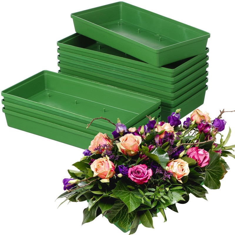 Garneck 10Pcs Green Floral Trays for Flower 26.00×12.00×4.00cm,