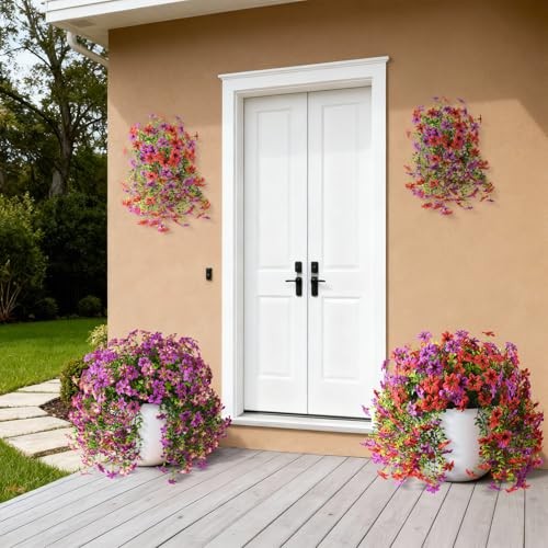 Artificial Flowers Wind Chime Bellflower 2 Pcs Faux Flowers 2pcs Red&lotus Red gallery