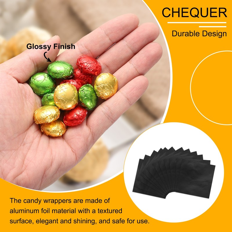 200pcs Candy Foil Wrappers 6 x 6 Inch Chocolate Bar Wrappers Black Glossy Finish gallery