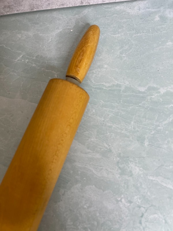 Vintage 70's EKCO Wooden Rolling Pin Wood Handles Made In USA Rustic Kitchenware gallery