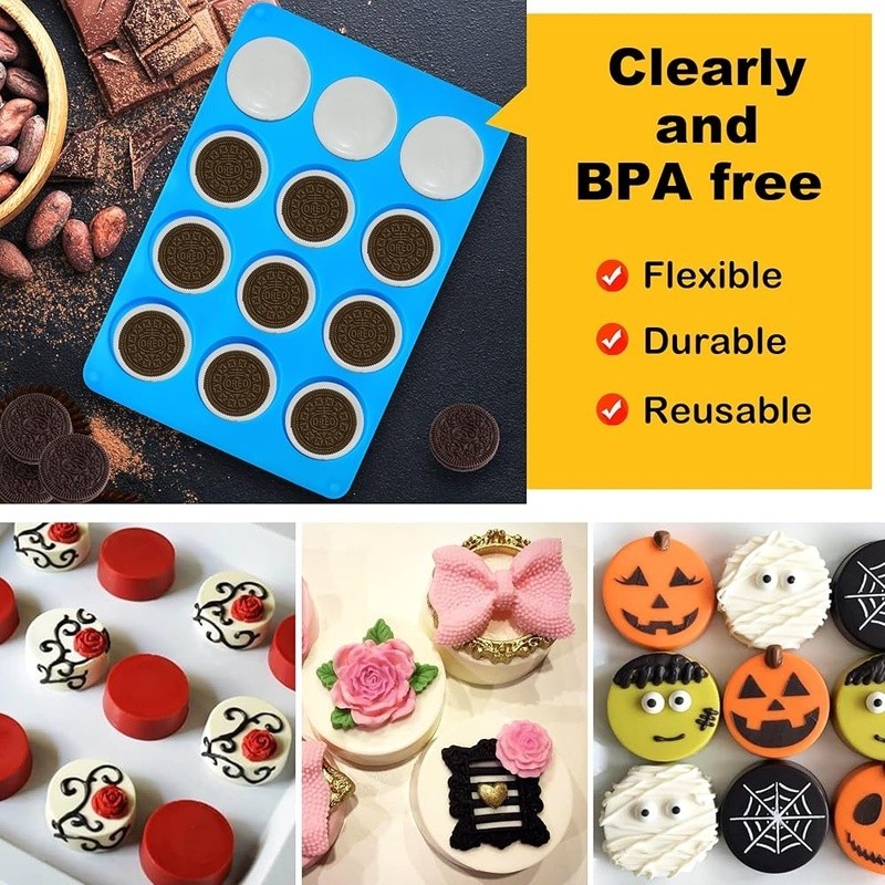 Silicone Oreo Mold 12-Cavity Non-Stick Baking Tool Reusable Durable Flexible New gallery