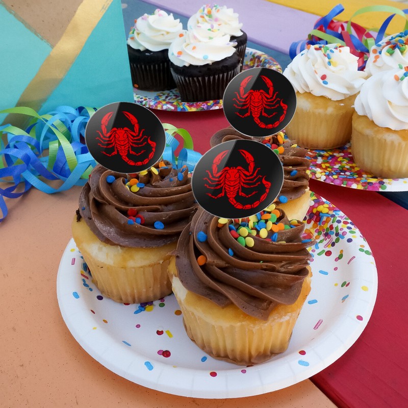 Red Tribal Scorpion Cupcake Picks Toppers Decoration Set of 6 gallery