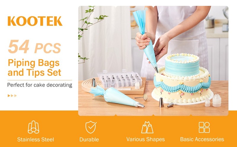54 in 1 Piping Bags and Tips Set with 13 Large Size Piping Tips, 35 Standard gallery