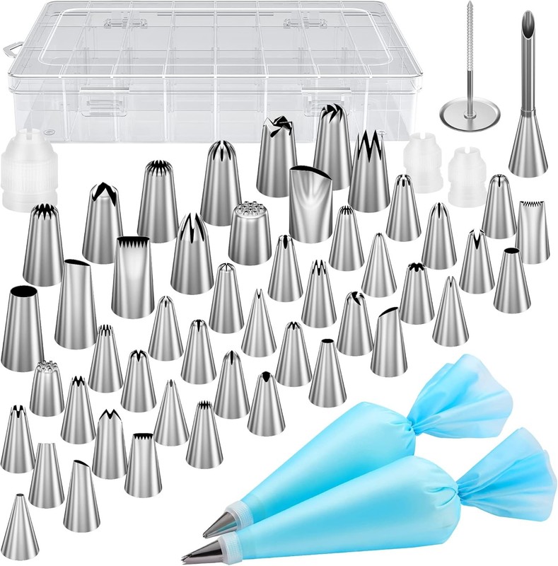 54 in 1 Piping Bags and Tips Set with 13 Large Size Piping Tips, 35 Standard