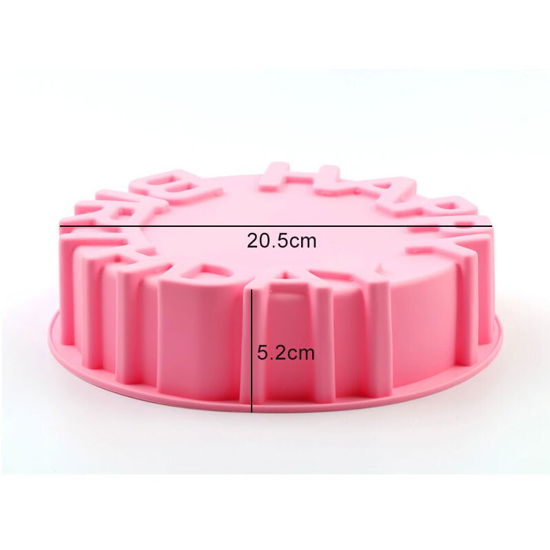 1 HappyBirthday Baking Pan Round Mousse Silicone Mold DIY Cake Baking Tray Tools