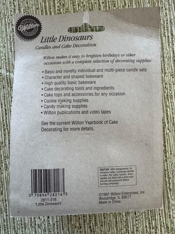1991 Little Dinosaurs Wilton Candles and Cake Decoration, NIB, NOS gallery
