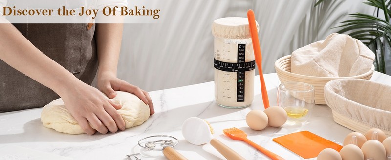 Sourdough Starter Kit with Banneton Bread Proofing Basket Set, 9" Round & gallery
