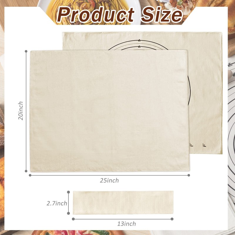 Tessco 6 Pieces Pastry Cloth and Rolling Pin Cover Set 25 x 20 inches, Beige gallery