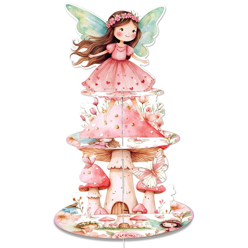 Fairy First Birthday Party Decorations Reusable 3 Tier Cupcake Stand Fairy De…