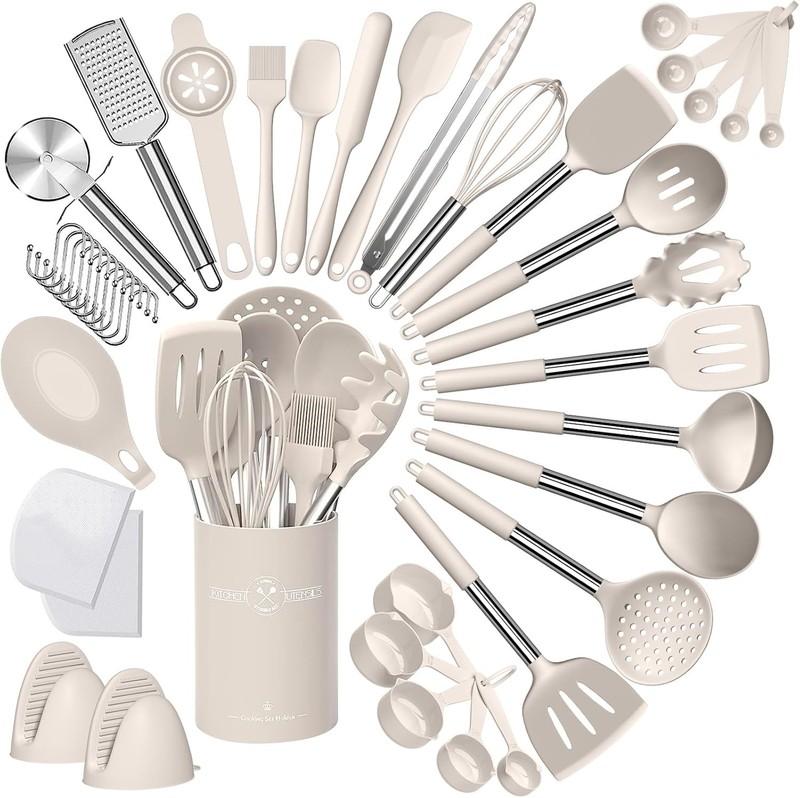 Silicone Kitchen Cooking Utensil Set, 43 pcs Spatula Set with