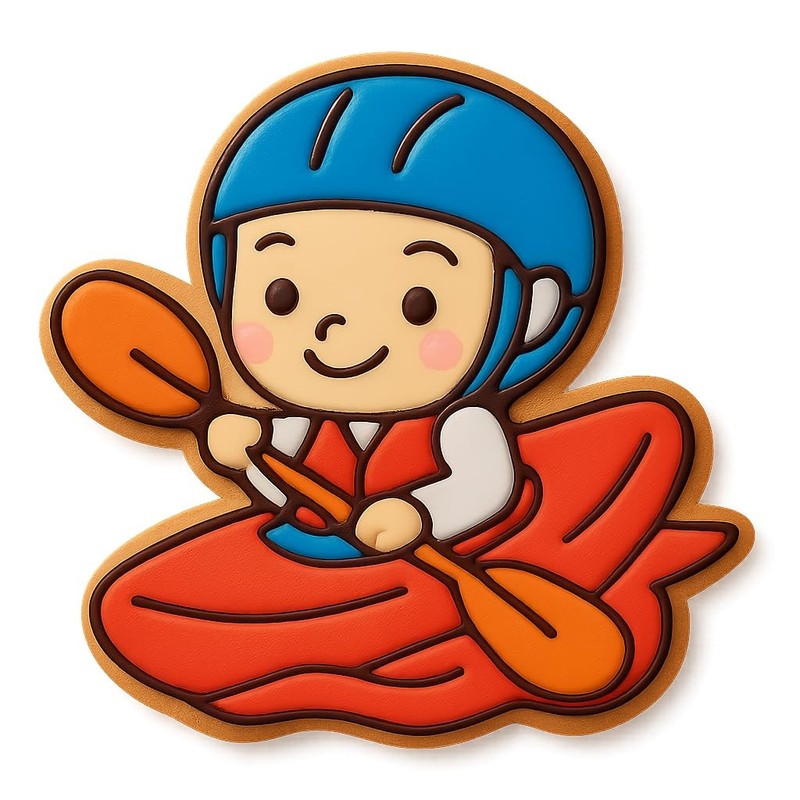 Chibi Kayaker with Helmet Cookie Cutter & Stamp, Fondant & Clay Cutter - 4x4" gallery